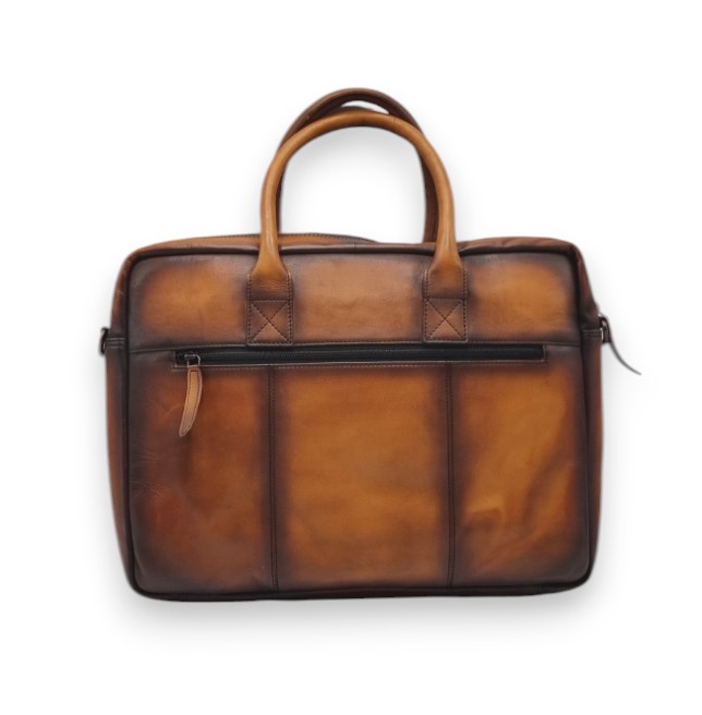 Laptoptas Firenze Cognac - Firenze cognac achterkant - FIR - Cognac